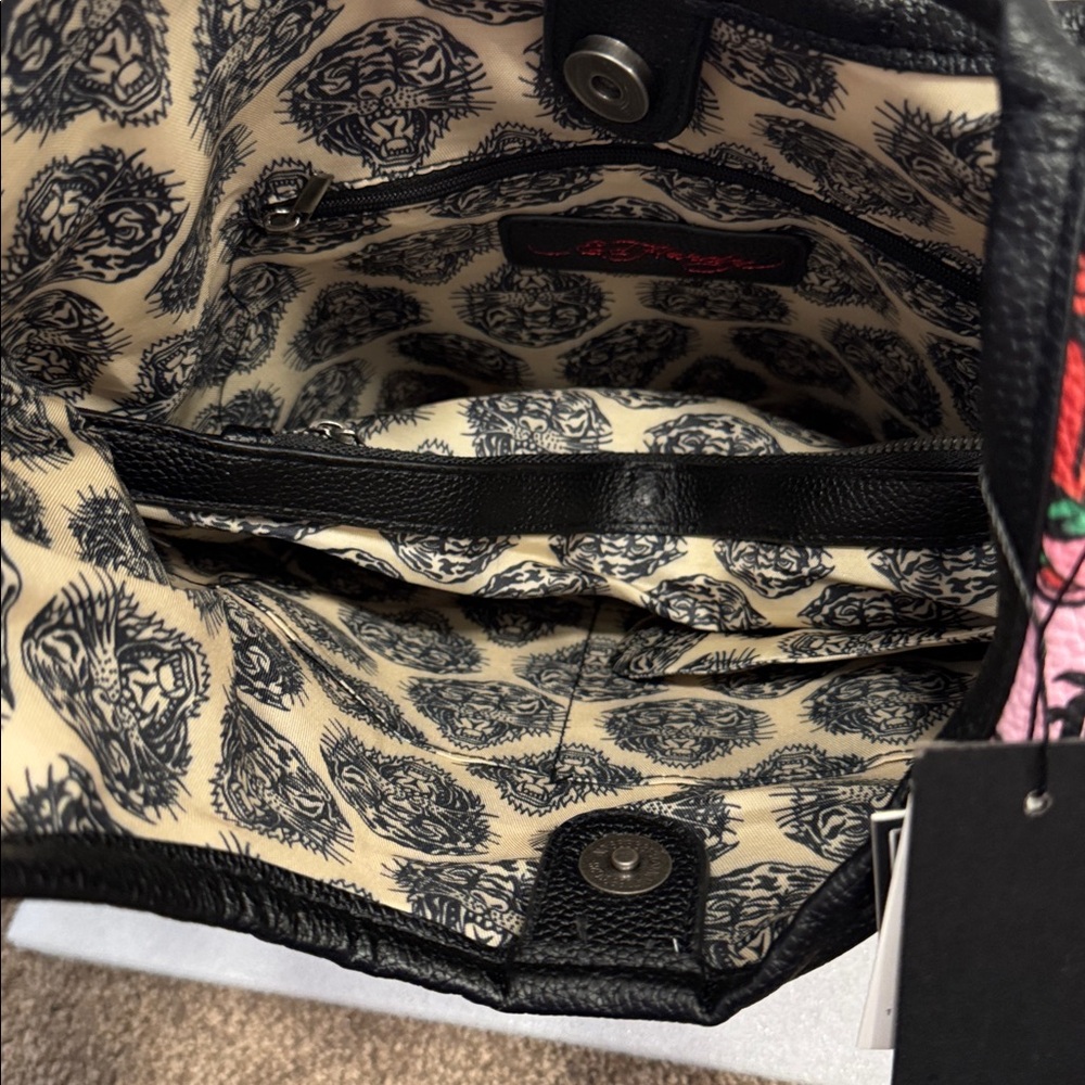 Ed Hardy skull and roses tote shoulder bag purse NWT - Picture 6 of 7